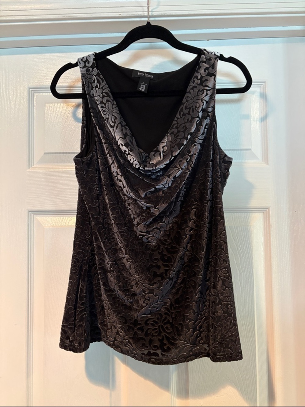 White House Black Market Black Velvet Burnout Cowl Neck Camisole